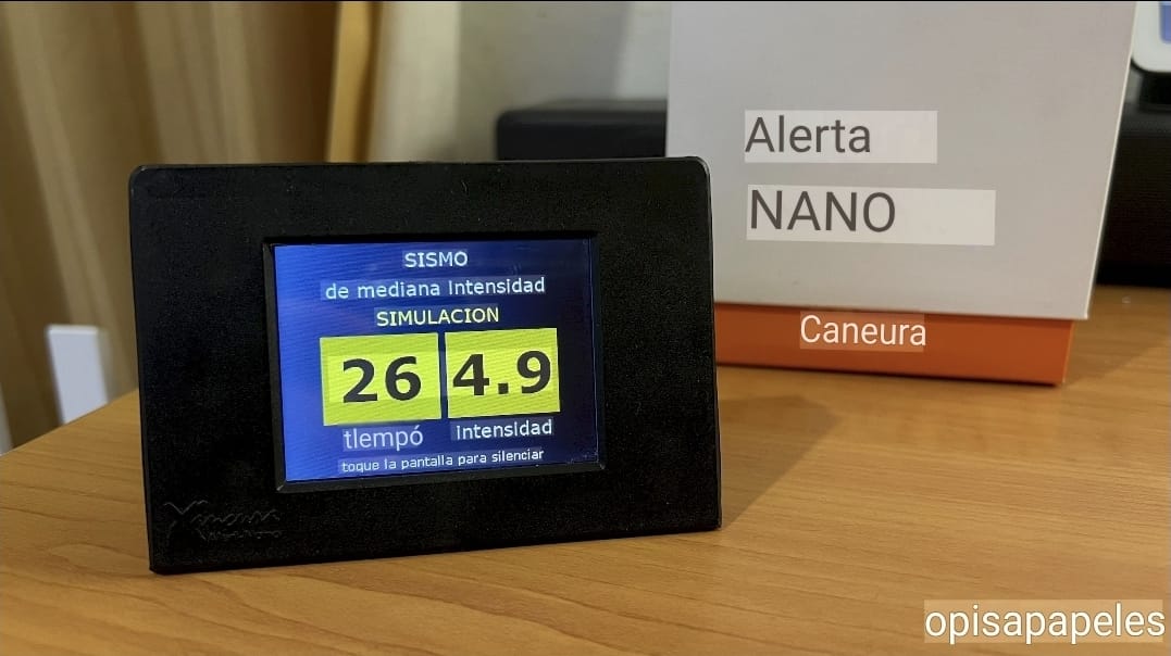 Referencia original de Alertnano, con tiempo e intensidad visibles en la pantalla.